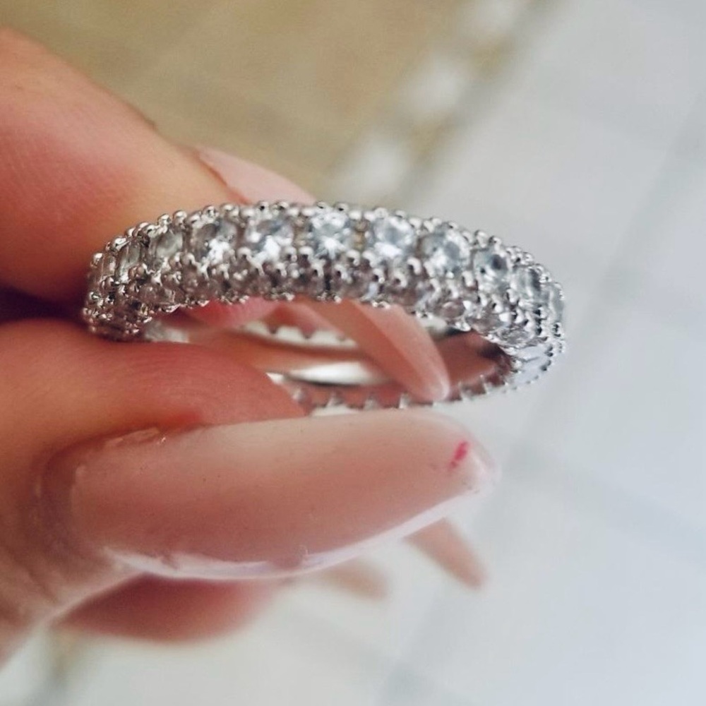 Elegant Silver Diamond Eternity Ring